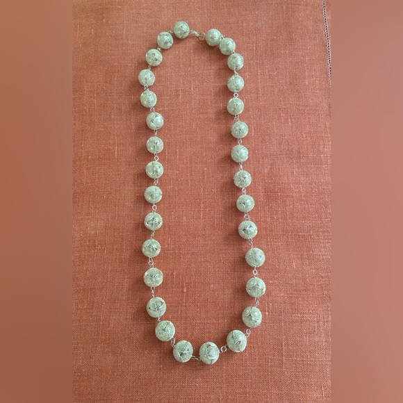 NWOT Vintage New Ultra Fine Italian Silver Filigree Bead Necklace - c 29 Grams - Picture 9 of 9